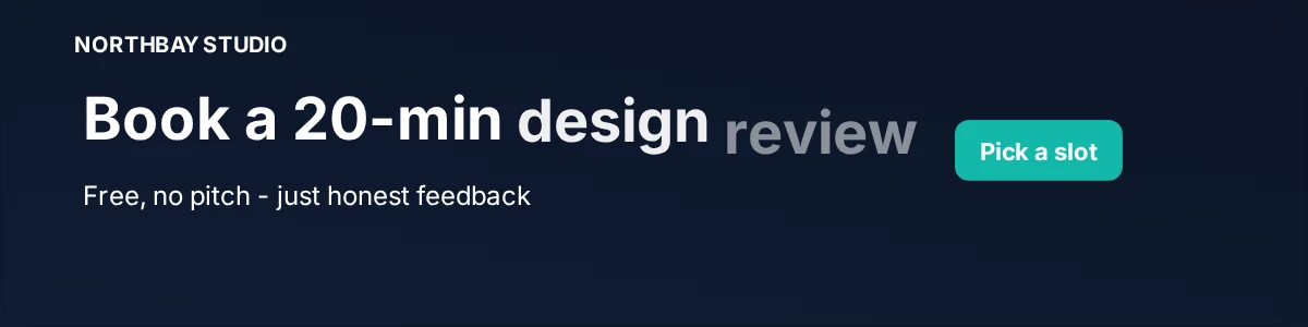 Animated email signature banner offering a free 20-minute design review
