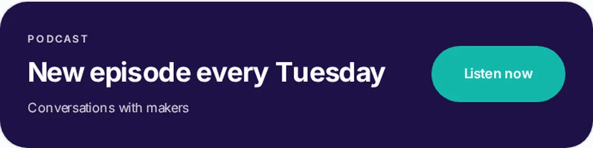 Animated GIF email signature banner promoting a weekly podcast episode